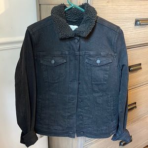 Black Denim Sherpa Jacket